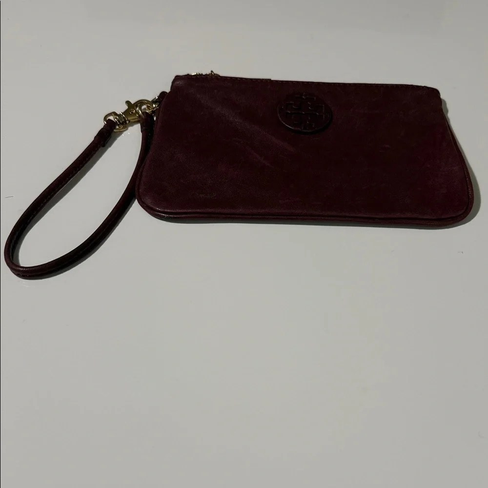 Tory Burch Dark Red Leather Wristlet